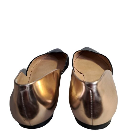 Kate Spade Gavana Black & Gold Leather D'Orsay Pointed Toe Leather Flats 6.5M - Picture 3 of 8